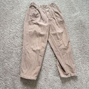 VTG Eddie Bauer Pants Womens 12 Tan Corduroy Tapered High Rise Pockets Belt Loop